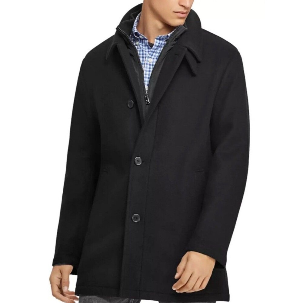 Polo Ralph Lauren Men's Black Wool Blend Melton Car Coat 44R